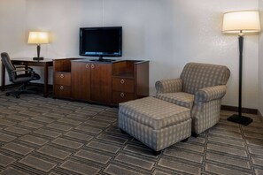 Desk, blackout drapes, iron/ironing board, rollaway beds