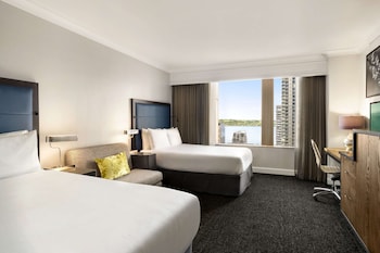 Premium bedding, pillowtop beds, in-room safe, desk at Hilton Motif Seattle