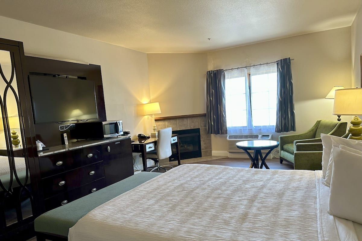Junior Suite, 1 King Bed, Non Smoking, Jetted Tub | Desk, laptop workspace, blackout curtains, iron/ironing board