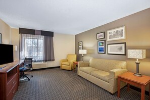 Suite, 1 King Bed, Non Smoking | Premium bedding, desk, iron/ironing board, free cribs/infant beds