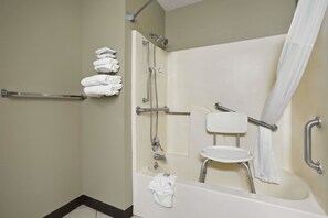 Combined shower/bathtub, free toiletries, hair dryer, towels - Super 8 by Wyndham Russellville (Russellville)