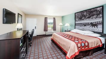Desk, blackout drapes, soundproofing, iron/ironing board