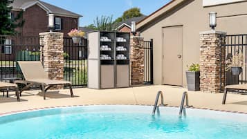 Outdoor pool, sun loungers