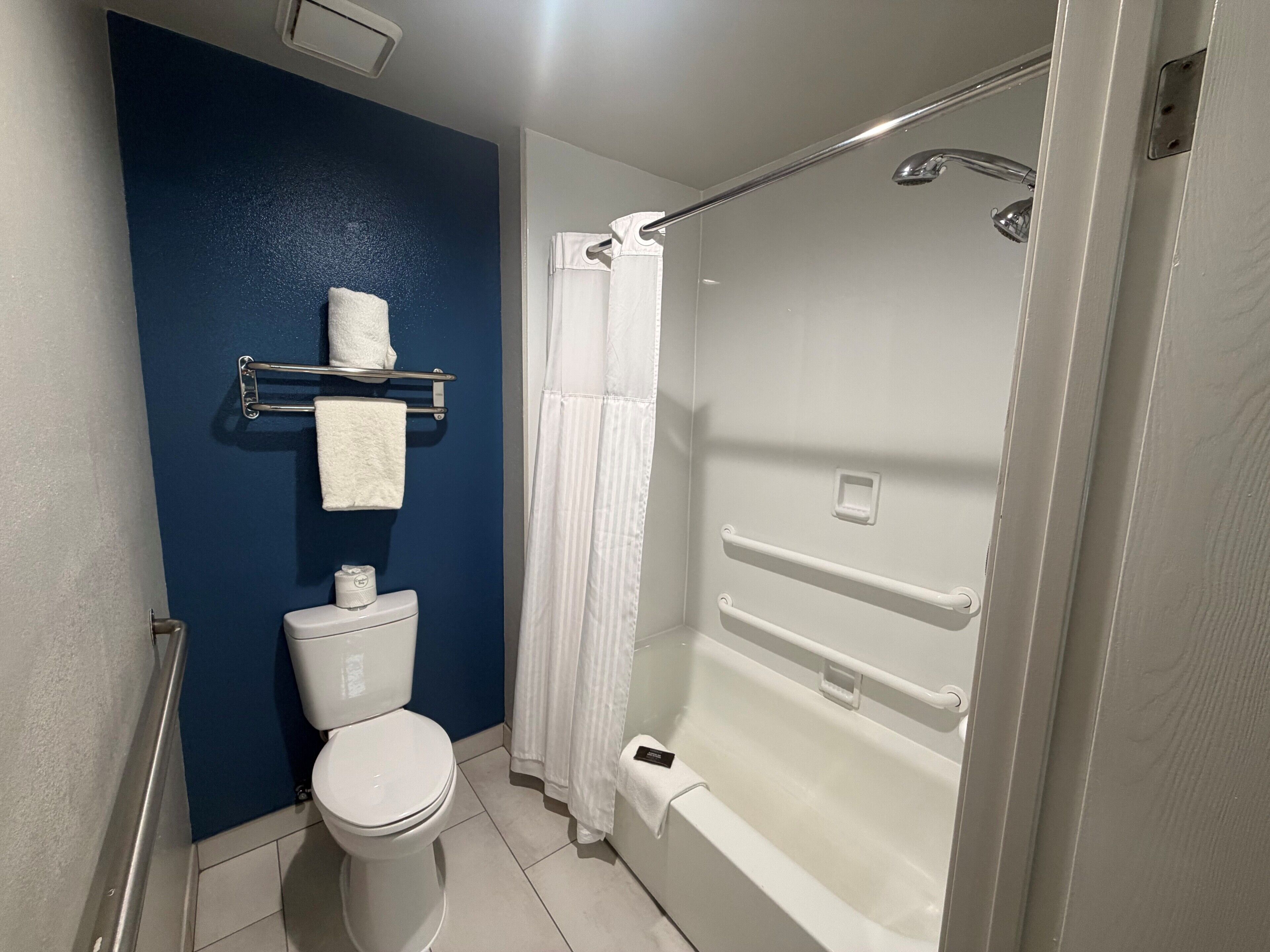 Habitación, 1 cama doble, accesible para personas con discapacidad, bañera | Baño | Ducha y bañera combinadas y artículos de higiene personal gratuitos