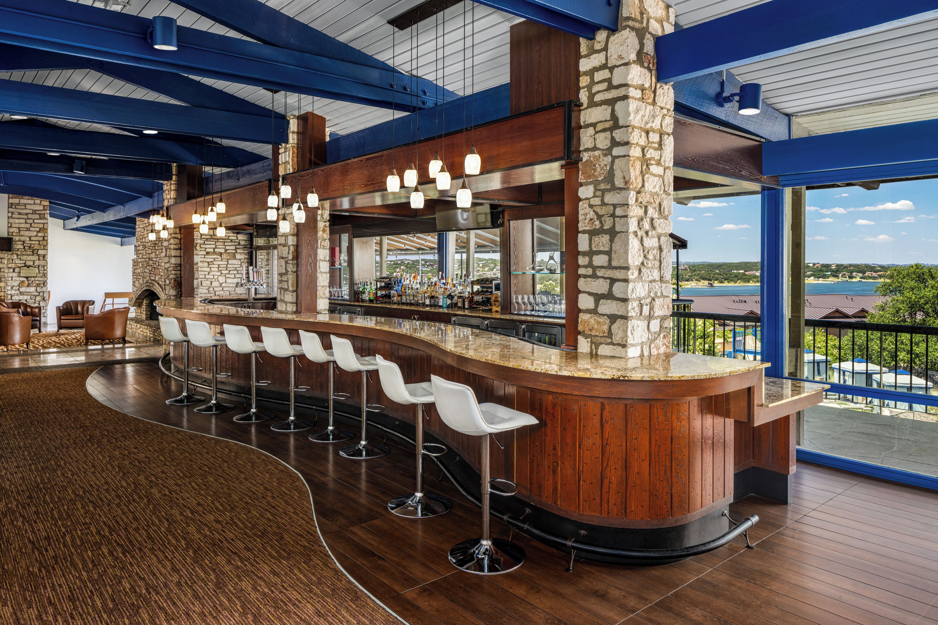 Breakfast, lunch, dinner served; American cuisine, pool views 