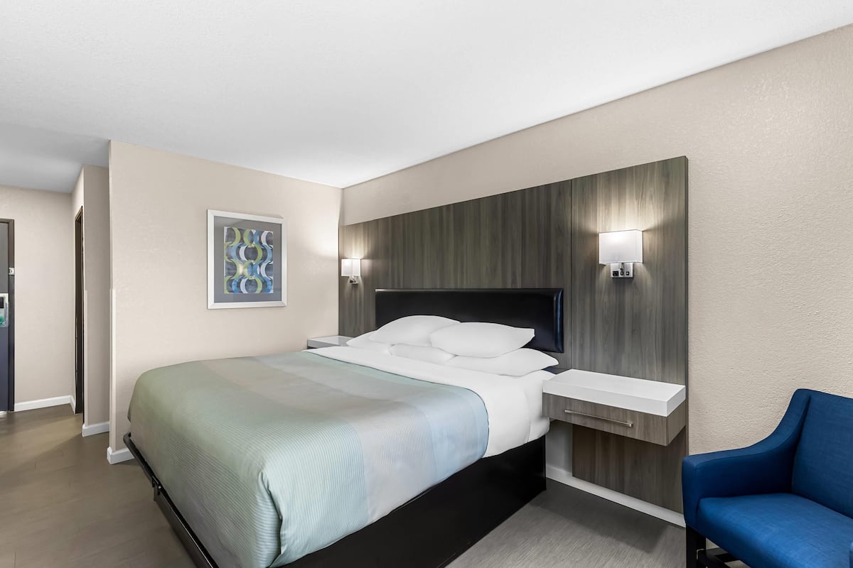 Habitación estándar, 1 cama King size, para no fumadores | Escritorio, espacio para trabajar con laptop y cortinas blackout