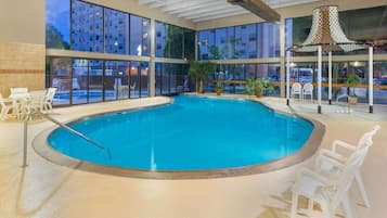 Indoor pool, outdoor pool, pool loungers