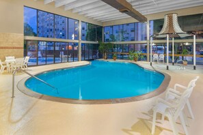 Indoor pool, outdoor pool, pool loungers