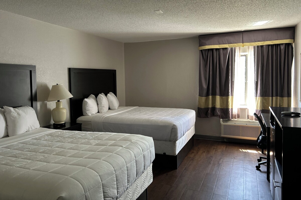 Queen Room with Two Queen Beds - Non Smoking | Desk, iron/ironing board, WiFi (free), bed sheets