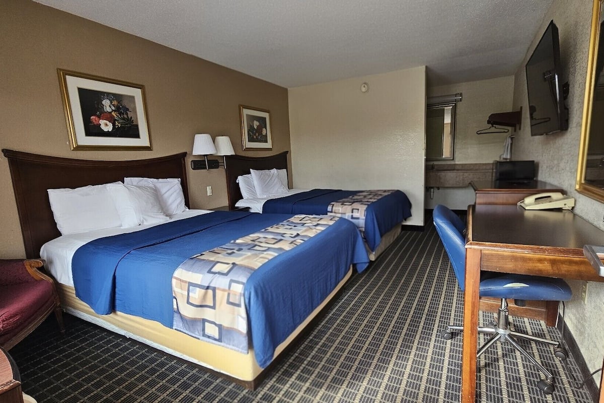 Room, 2 Queen Beds, Non Smoking | Desk, iron/ironing board, free WiFi, bed sheets