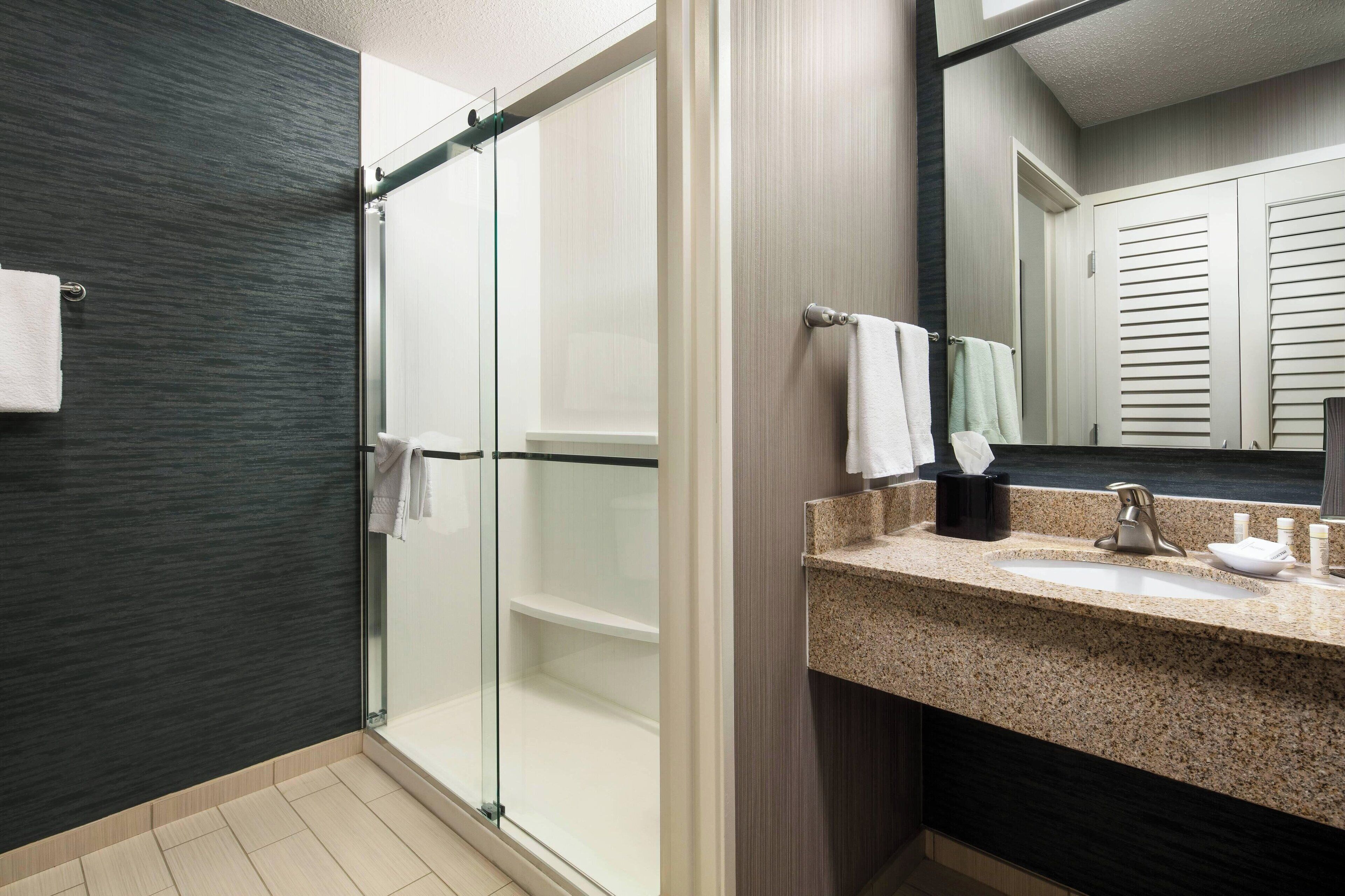 free toiletries, hair dryer, towels