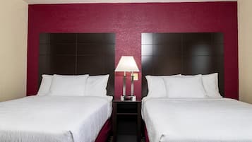 Room, 2 Double Beds, Non Smoking | In-room safe, desk, laptop workspace, blackout drapes