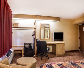 In-room safe, desk, laptop workspace, blackout drapes