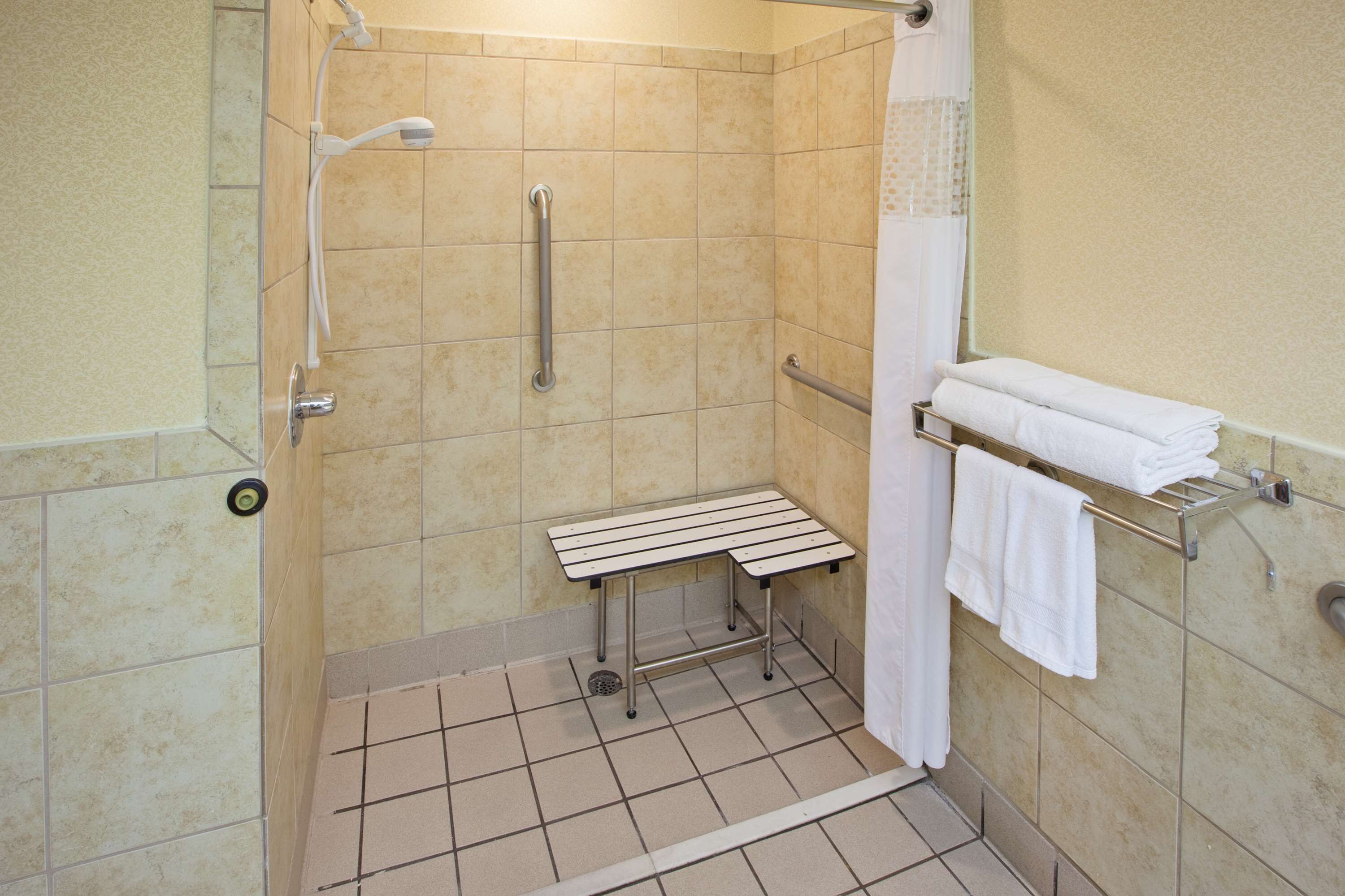 room, 1 king bed, accessible, non smoking (roll-in shower) | bathroom | combined shower/bathtub, free toiletries, hair dryer, towels