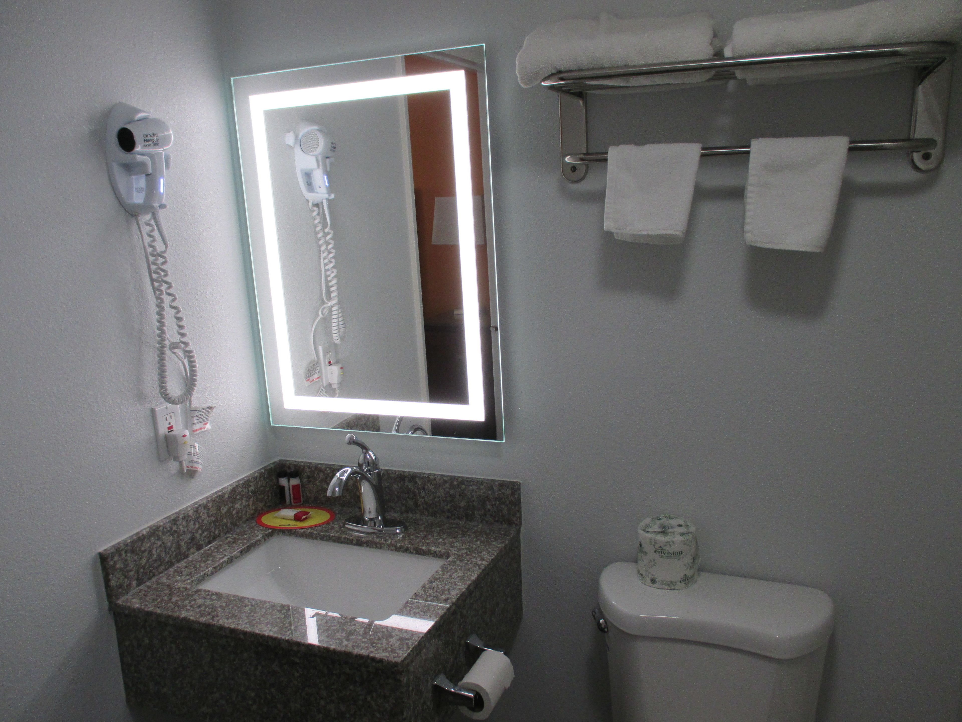 Hair dryer, towels