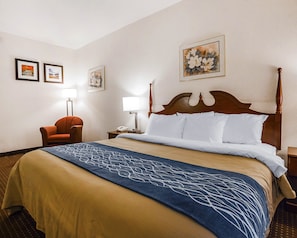 Room, 1 King Bed | Desk, blackout drapes, iron/ironing board, free cribs/infant beds