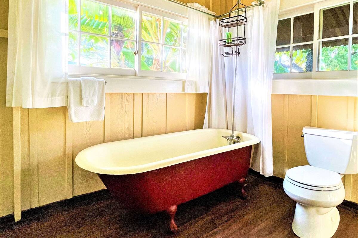 coast cottage, 1 bedroom, oceanfront (king or queen) | bathroom | shower, free toiletries, hair dryer, towels