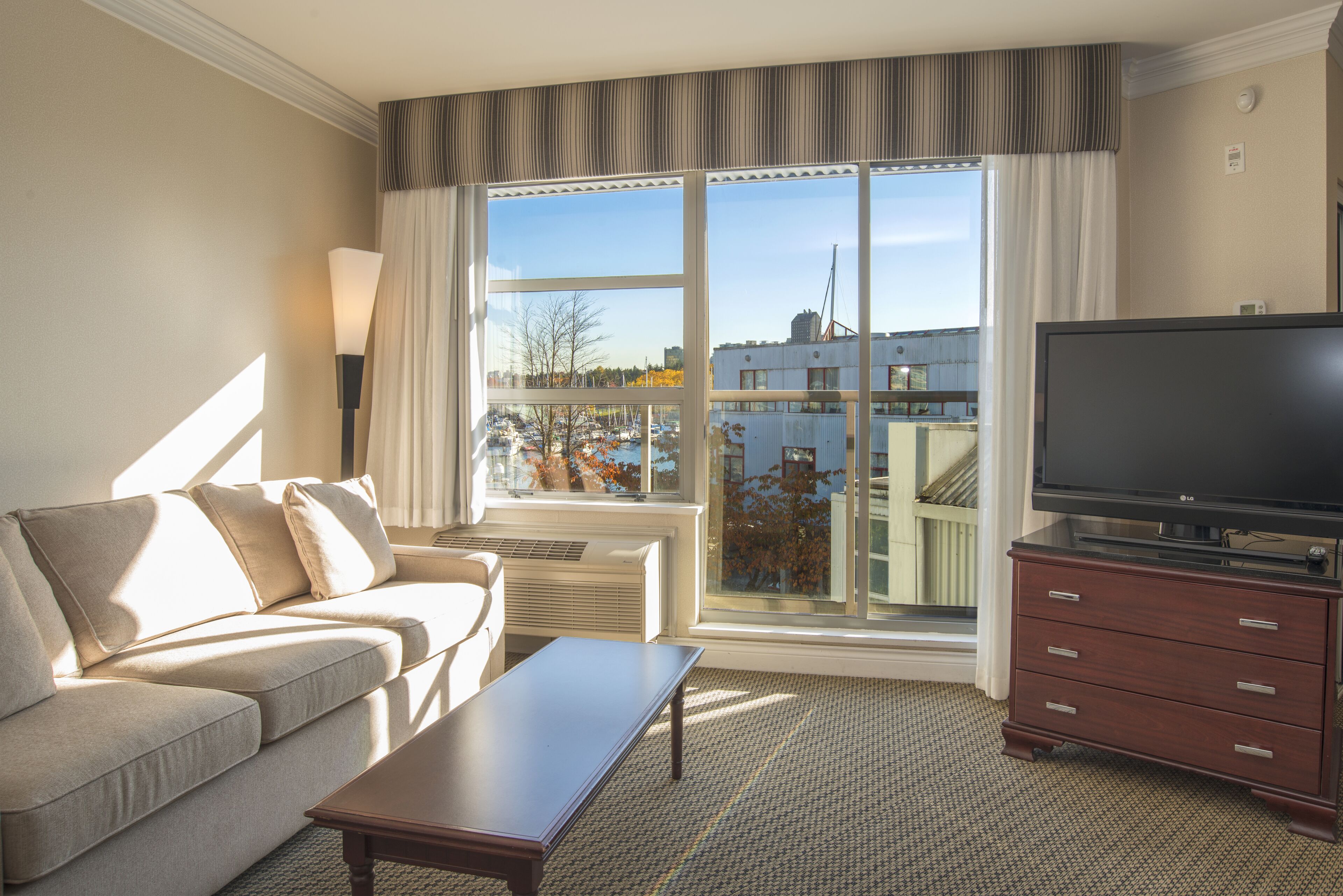 superior waterfront room | living area | 42-inch lcd tv with digital channels, tv