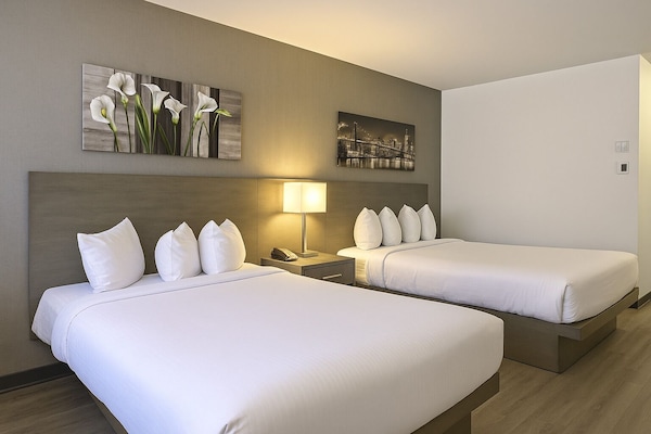 Standaard kamer, 2 queensize bedden, toegankelijk voor rolstoelgebruikers | Een bureau, verduisterende gordijnen, een strijkplank/strijkijzer