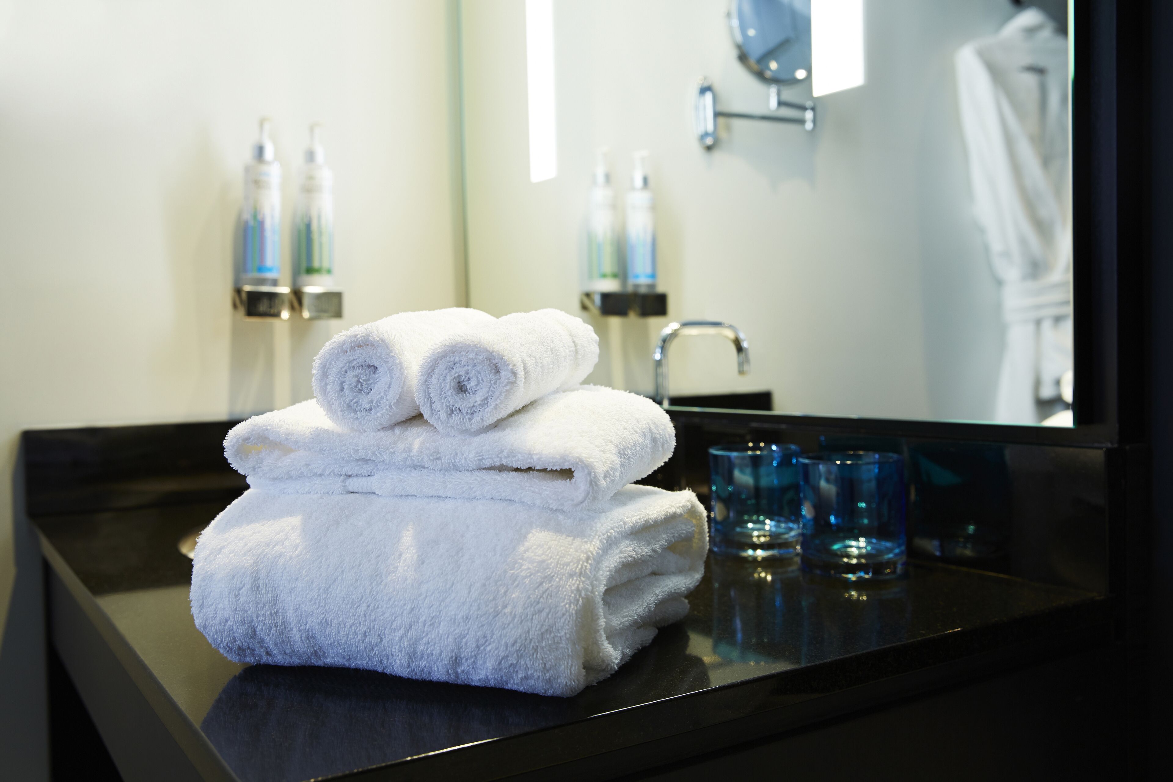 standard room, 1 king bed | bathroom | hair dryer, towels