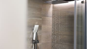Eco-friendly toiletries, hair dryer, towels, soap