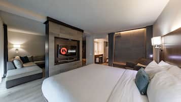 Estúdio, 1 cama King | Roupas de cama premium, escrivaninha, ferros/tábuas de passar roupa