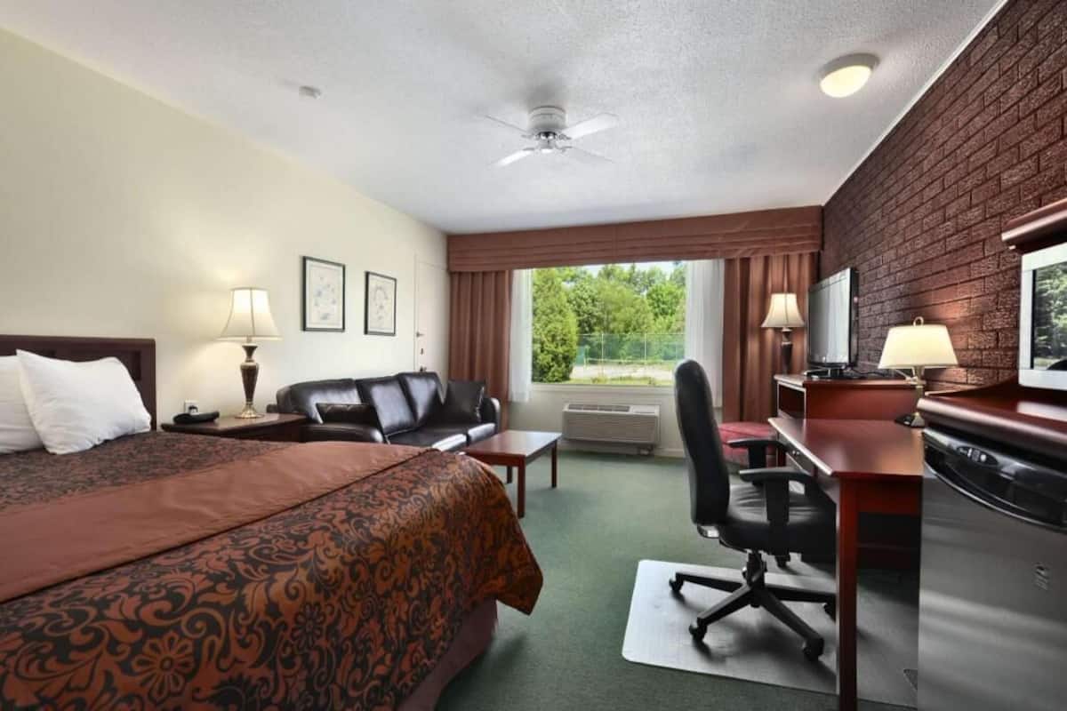 Desk, blackout curtains, iron/ironing board, free cots/infant beds