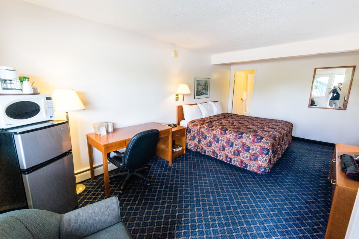 Desk, blackout drapes, iron/ironing board (on request), WiFi (free)