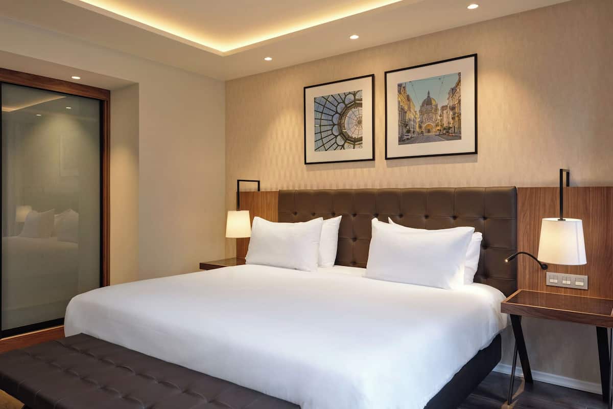 Minibar, safe på rommet, skrivebord og strykejern/-brett