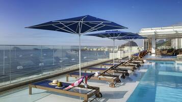 Outdoor pool, pool loungers