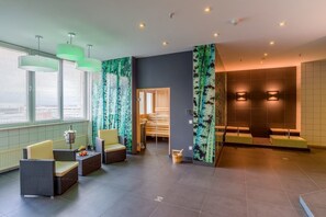 Sauna, steam room, hot stone massages, sports massages, facials