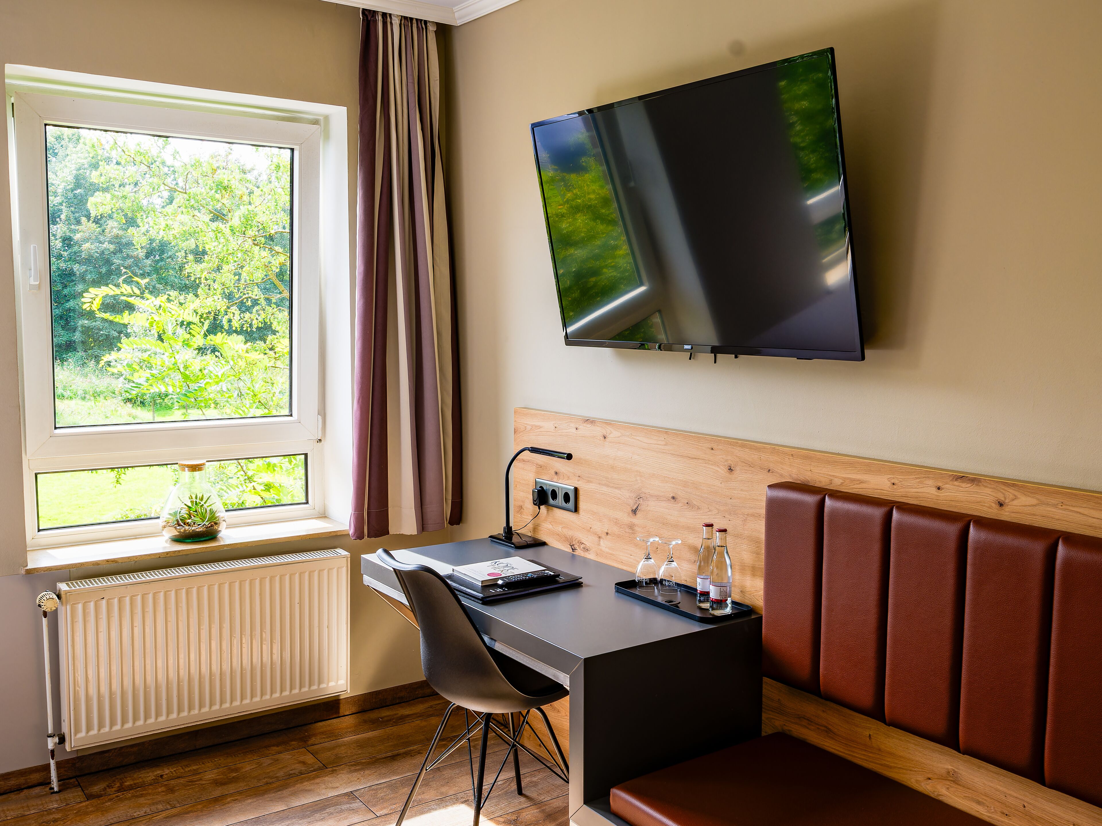 hypo-allergenic bedding, blackout curtains, iron/ironing board