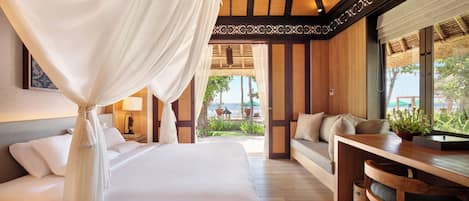 Beach Cabana, Beach Wing - havudsigt | Dundyner, pengeskab på værelset, skrivebord, mørklægningsgardiner