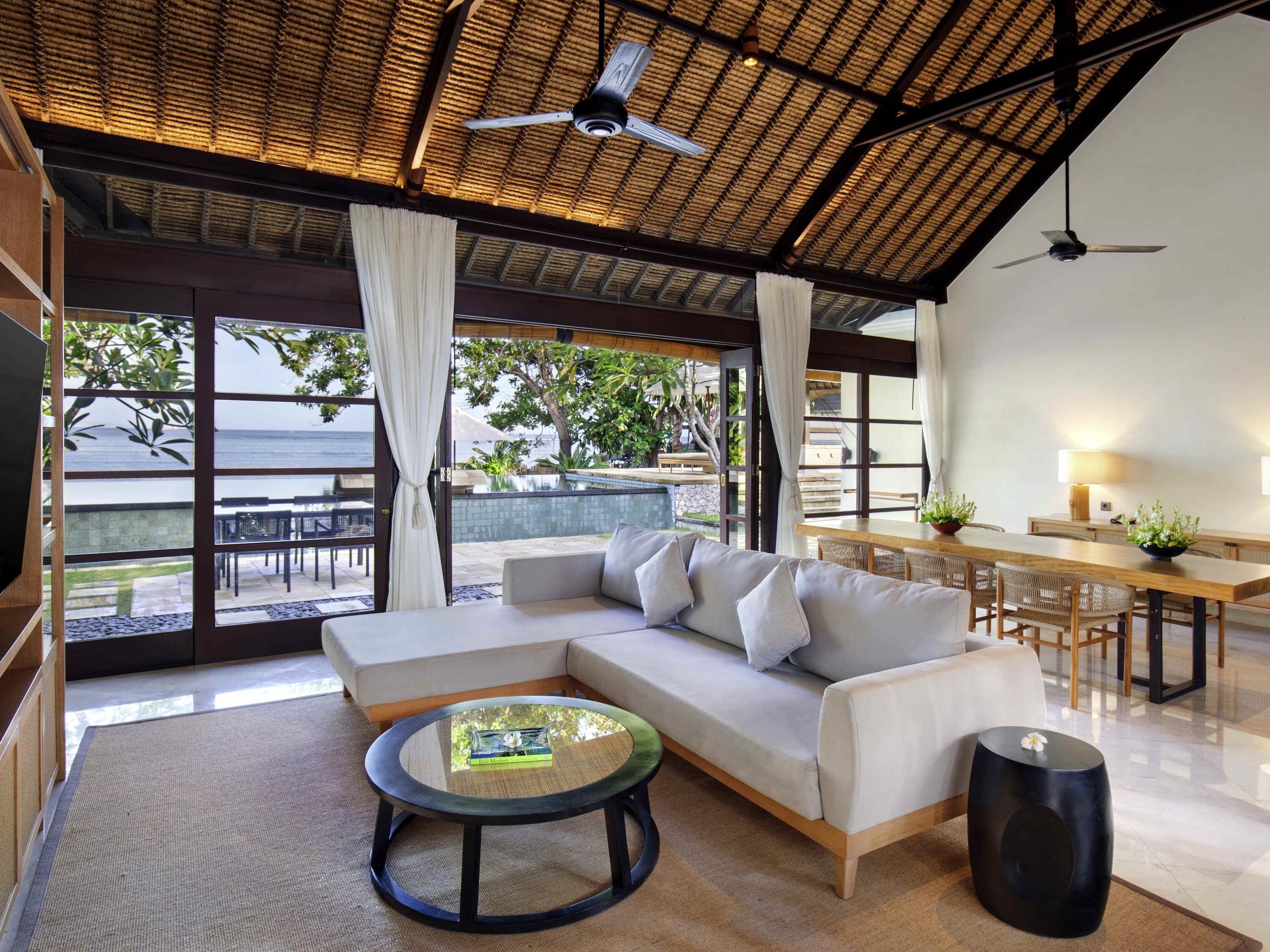 Villa, 2 Bedrooms, Beachfront | Down duvets, in-room safe, desk, blackout curtains