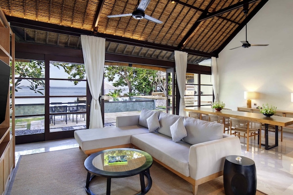 Villa, 2 Bedrooms, Beachfront | Down comforters, in-room safe, desk, blackout drapes