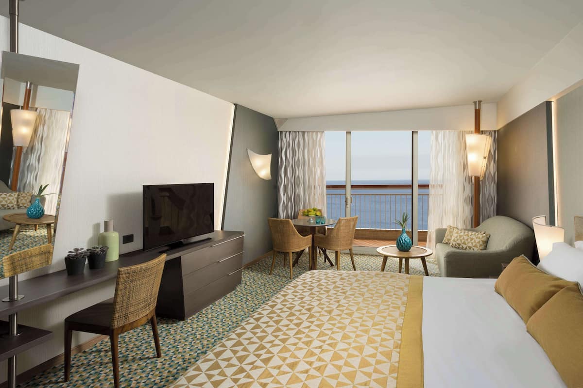 Habitación ejecutiva, vistas al mar | Ropa de cama de alta calidad, minibar, caja fuerte