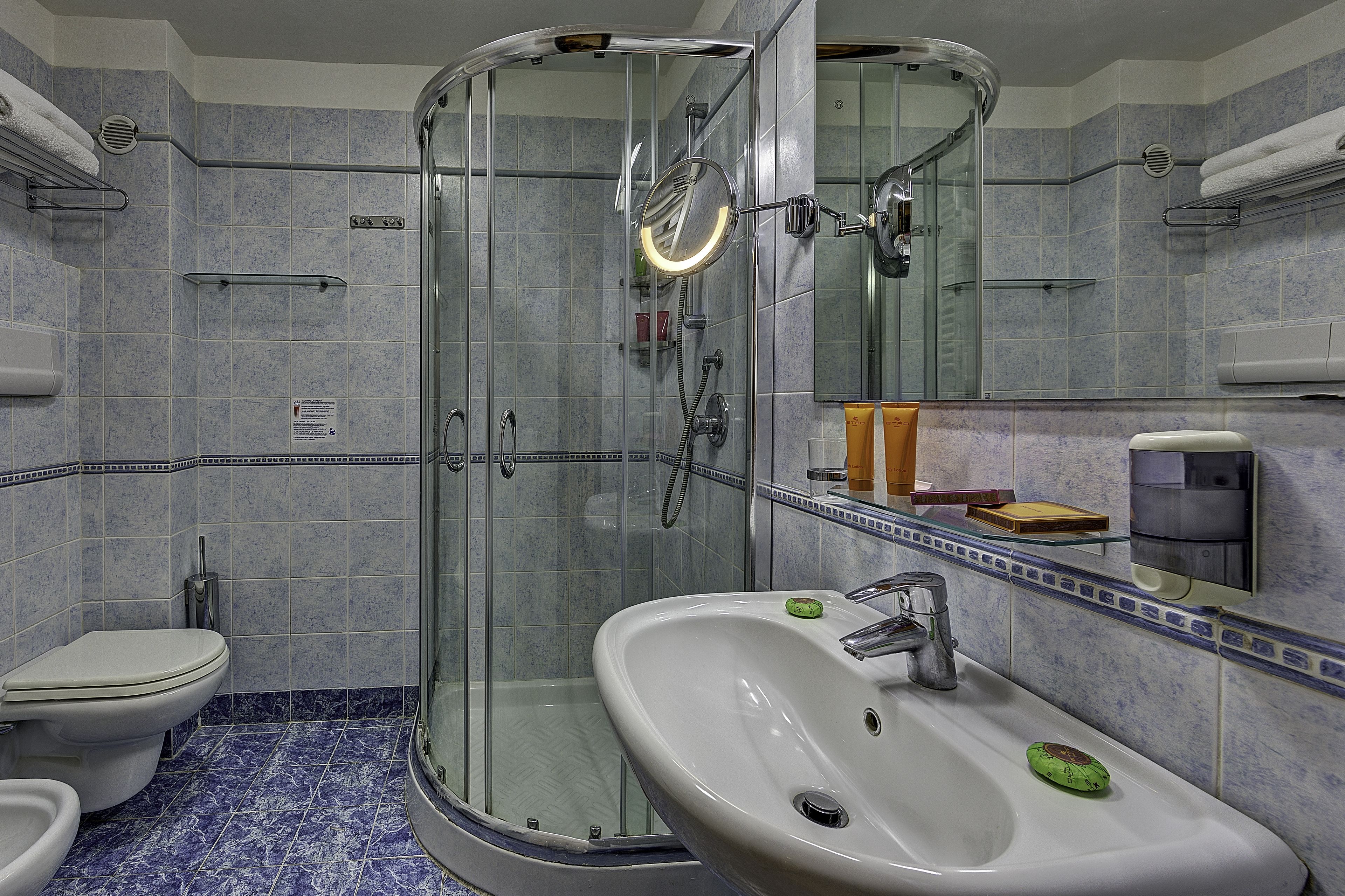 free toiletries, hair dryer, towels