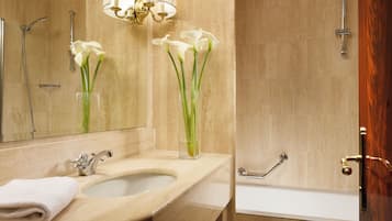 Free toiletries, hair dryer, bidet, towels
