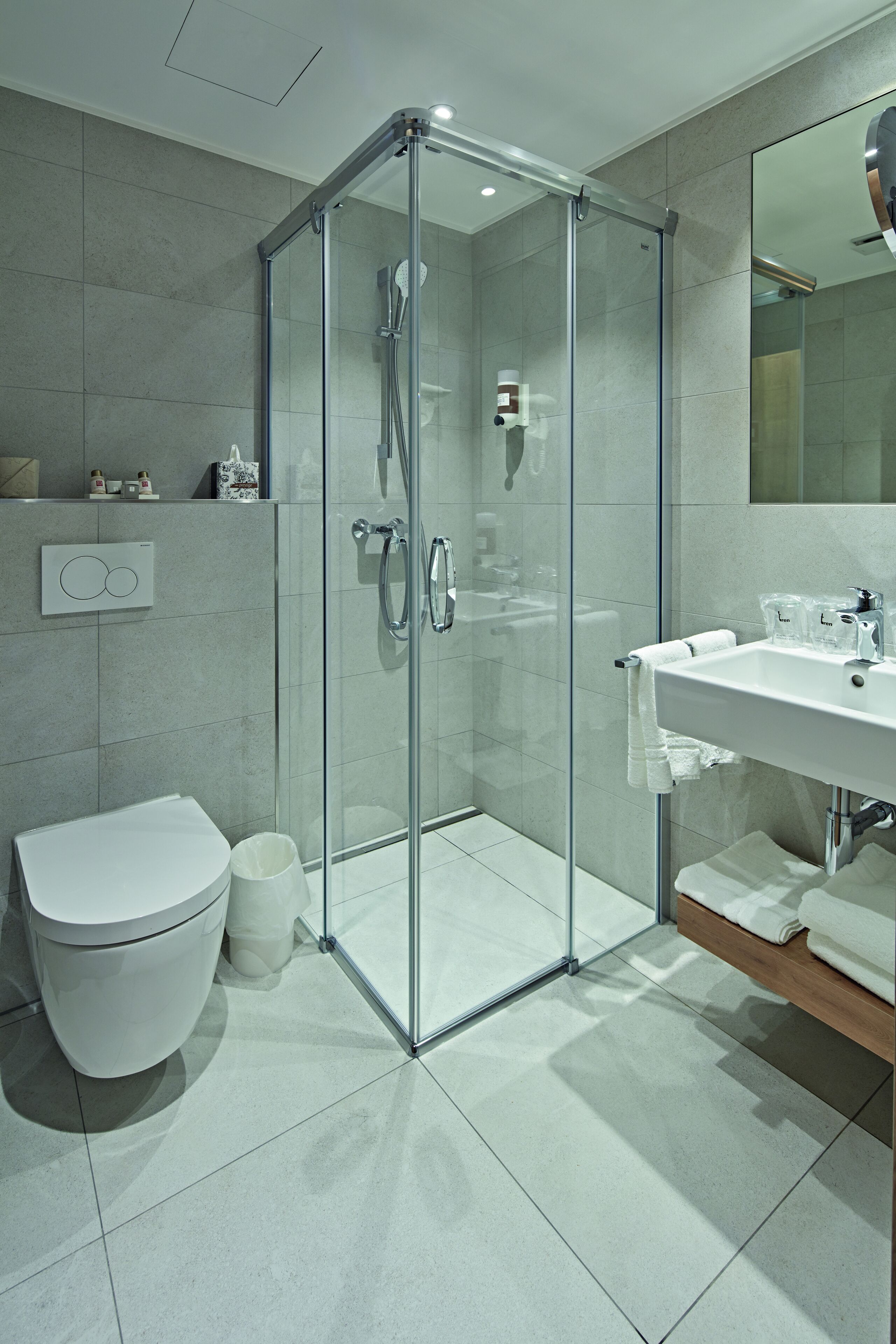 free toiletries, hair dryer, towels