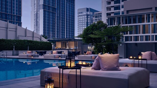 A rooftop pool area with seating and ambient lighting. - JW Marriott Kuala Lumpur (Kuala Lumpur)