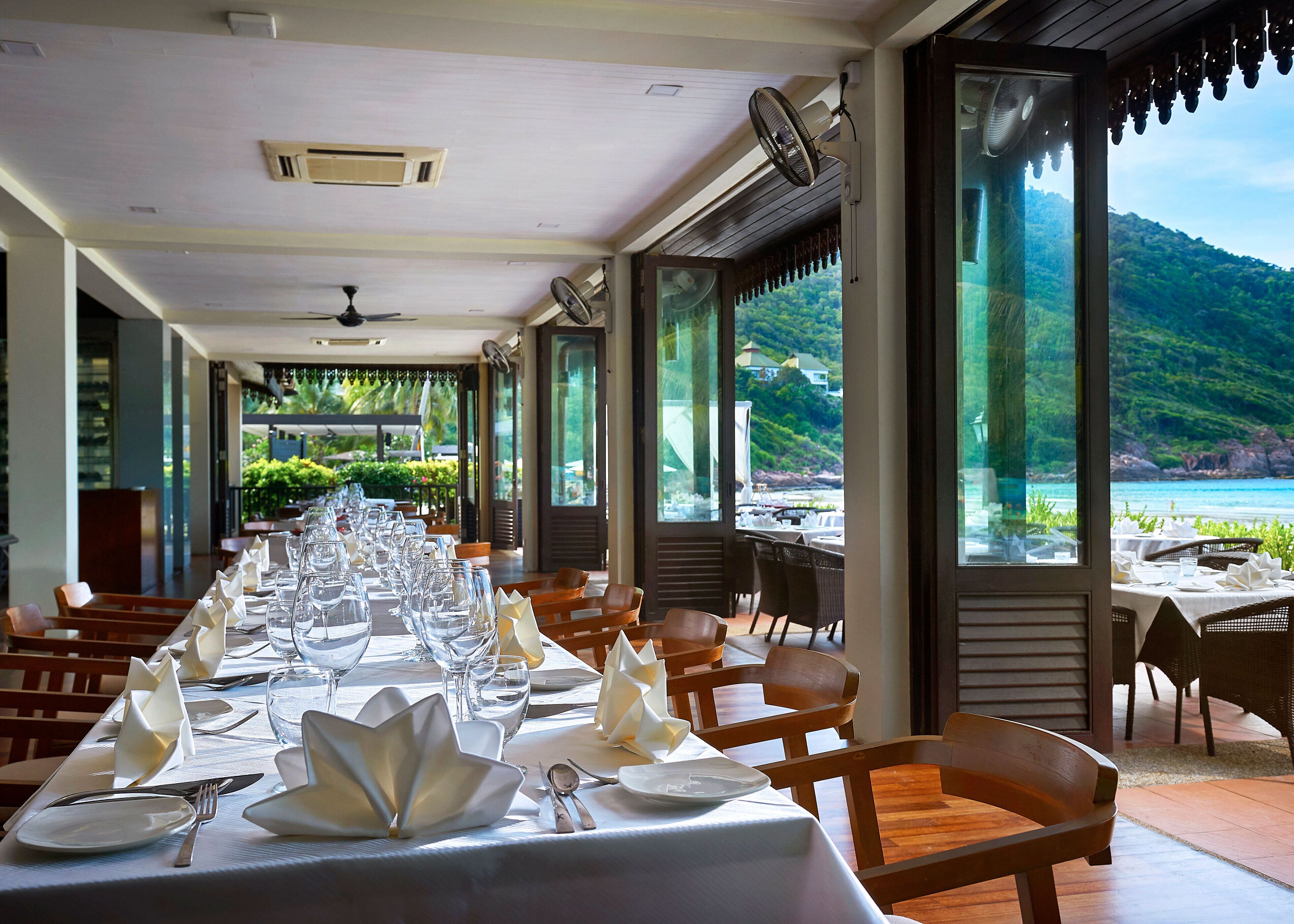 breakfast, lunch, dinner served; malaysian cuisine, beach views