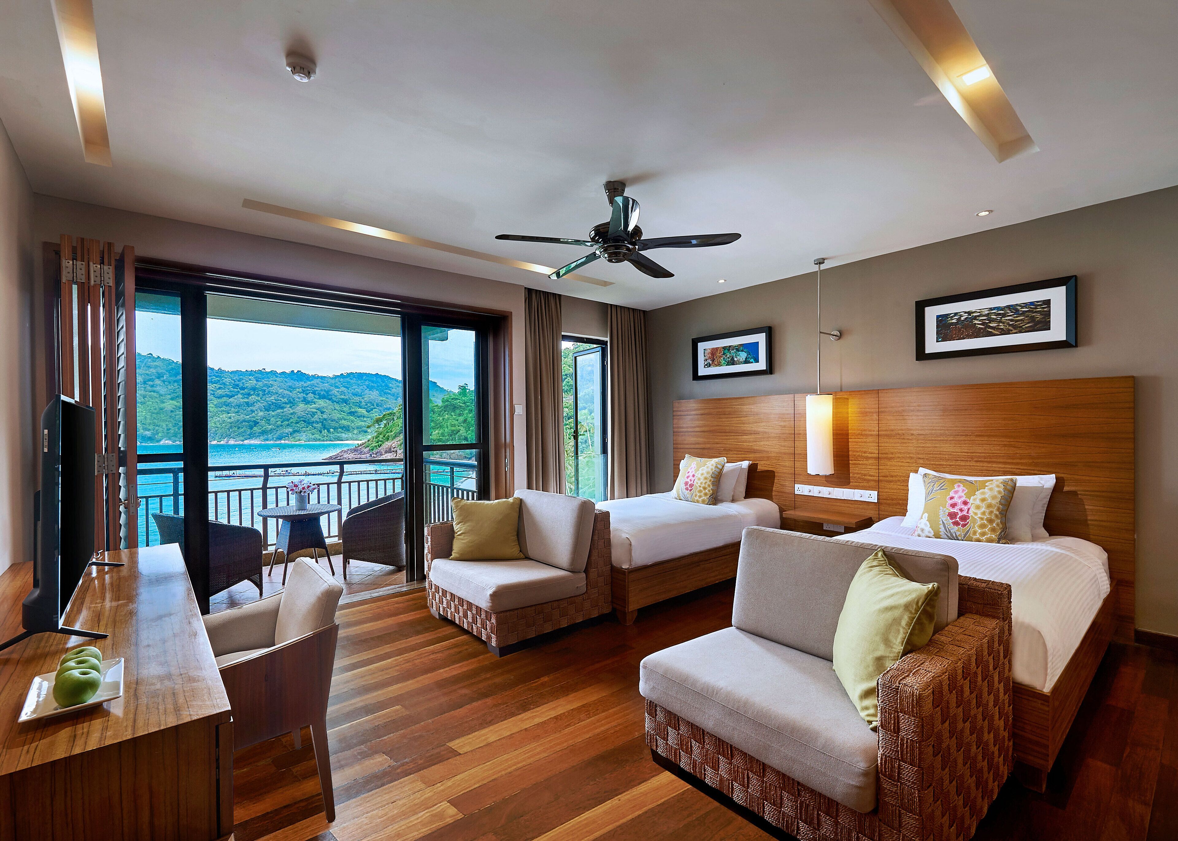two-bedroom bay suite | living area | 30-inch tv with satellite channels