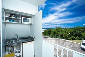 Fridge, oven, cookware/dishes/utensils