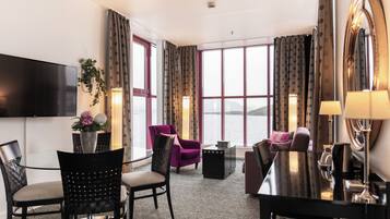 Junior Suite, 1 Double Bed, Ocean View | Desk, laptop workspace, soundproofing, iron/ironing board