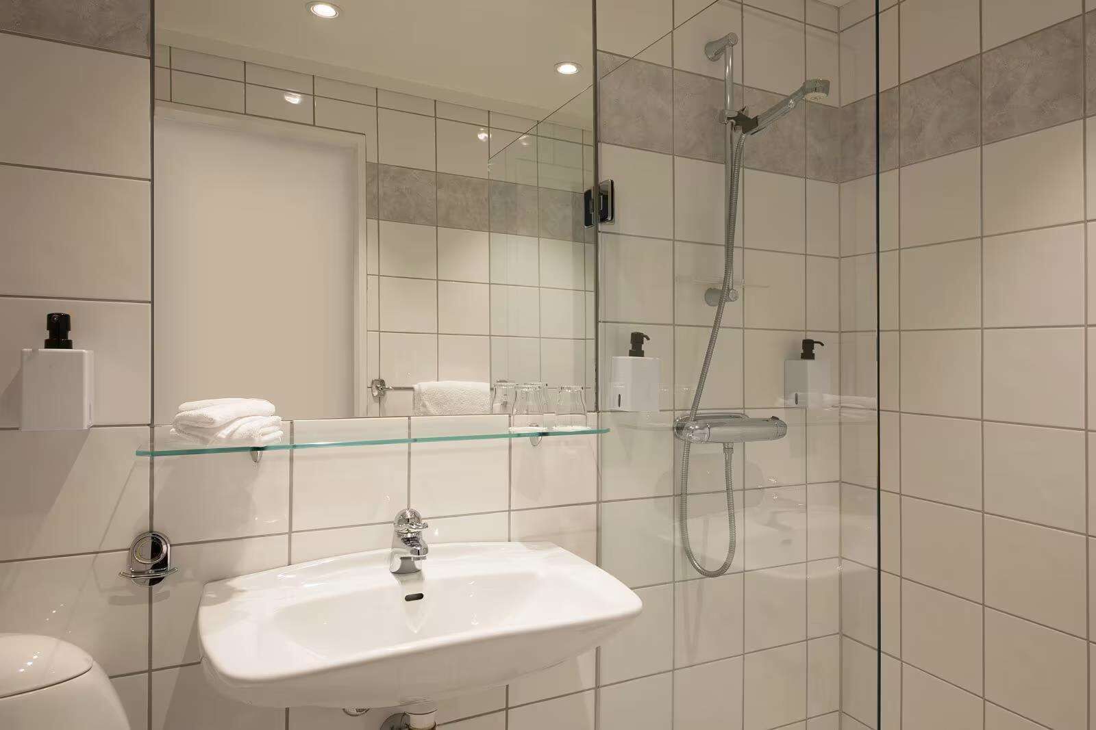 free toiletries, hair dryer, towels