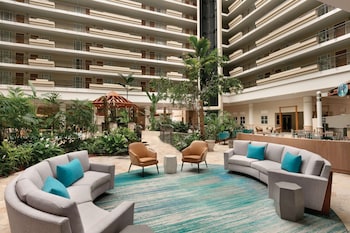 Hotel entrance and lobby at Embassy Suites by Hilton San Juan Hotel & Casino