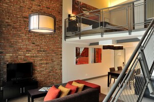 32-inch flat-screen TV with premium channels, TV