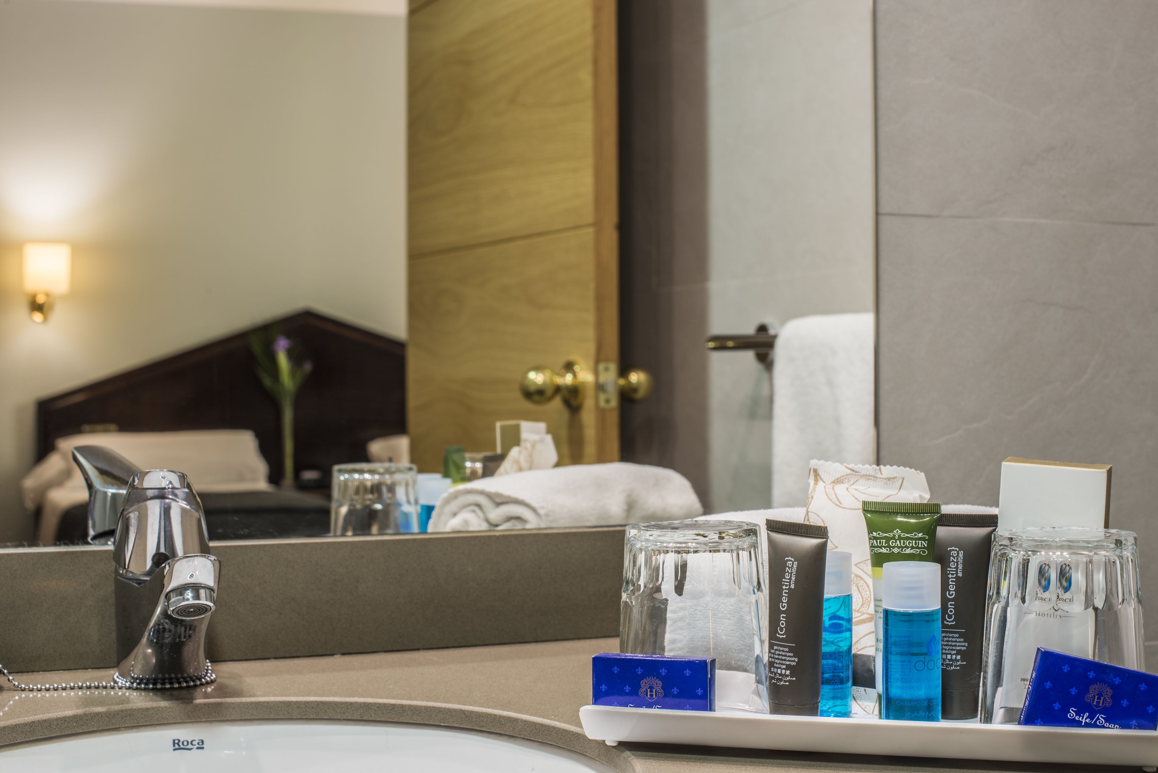 combined shower/bathtub, free toiletries, hair dryer, bidet