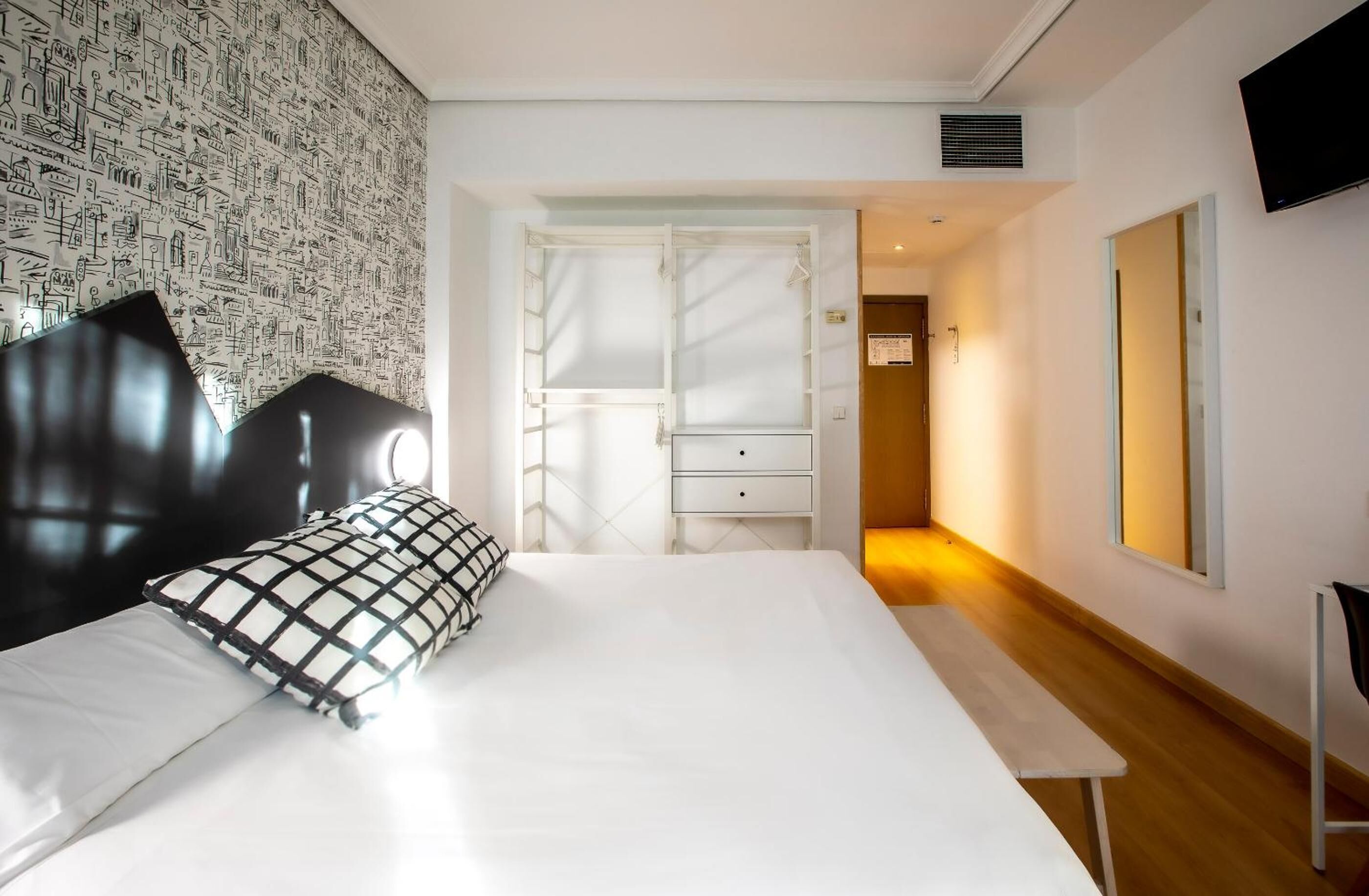 desk, blackout curtains, soundproofing, iron/ironing board