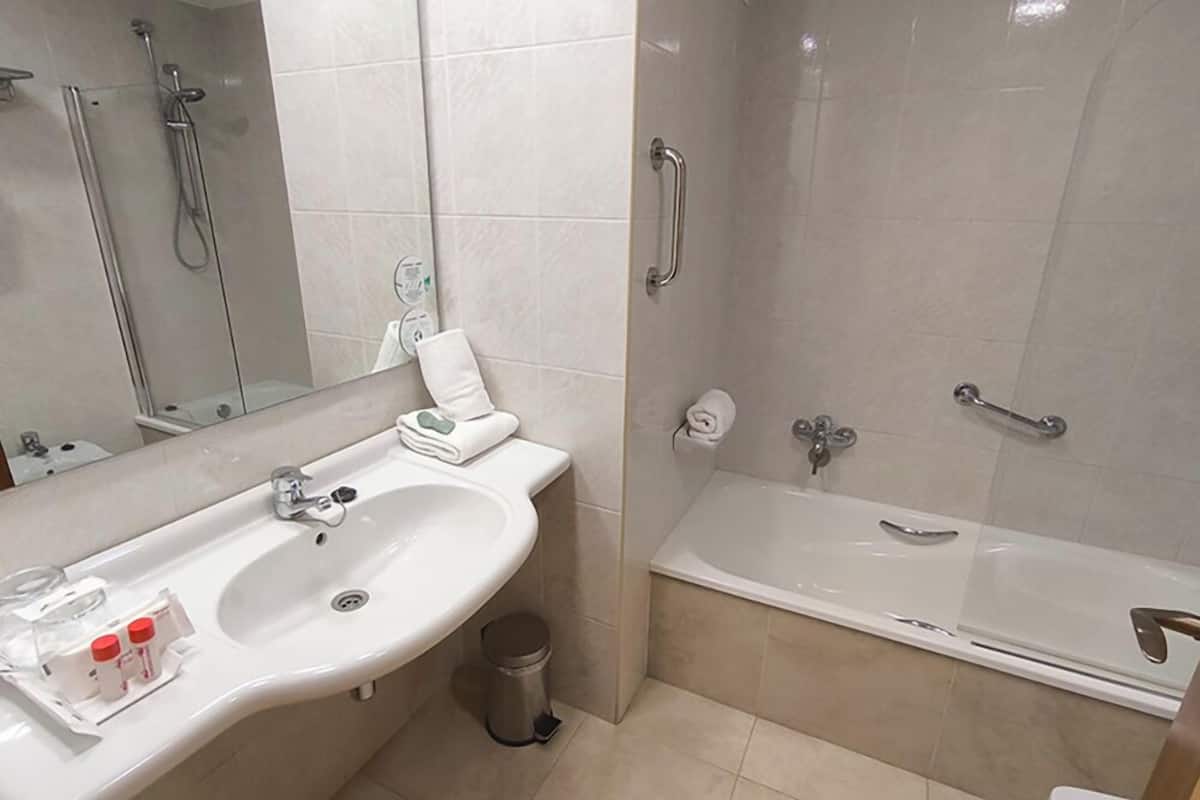 standard double room | bathroom | hair dryer, bidet, towels